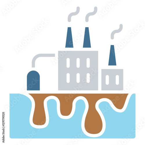 Water pollution icon in flat color style