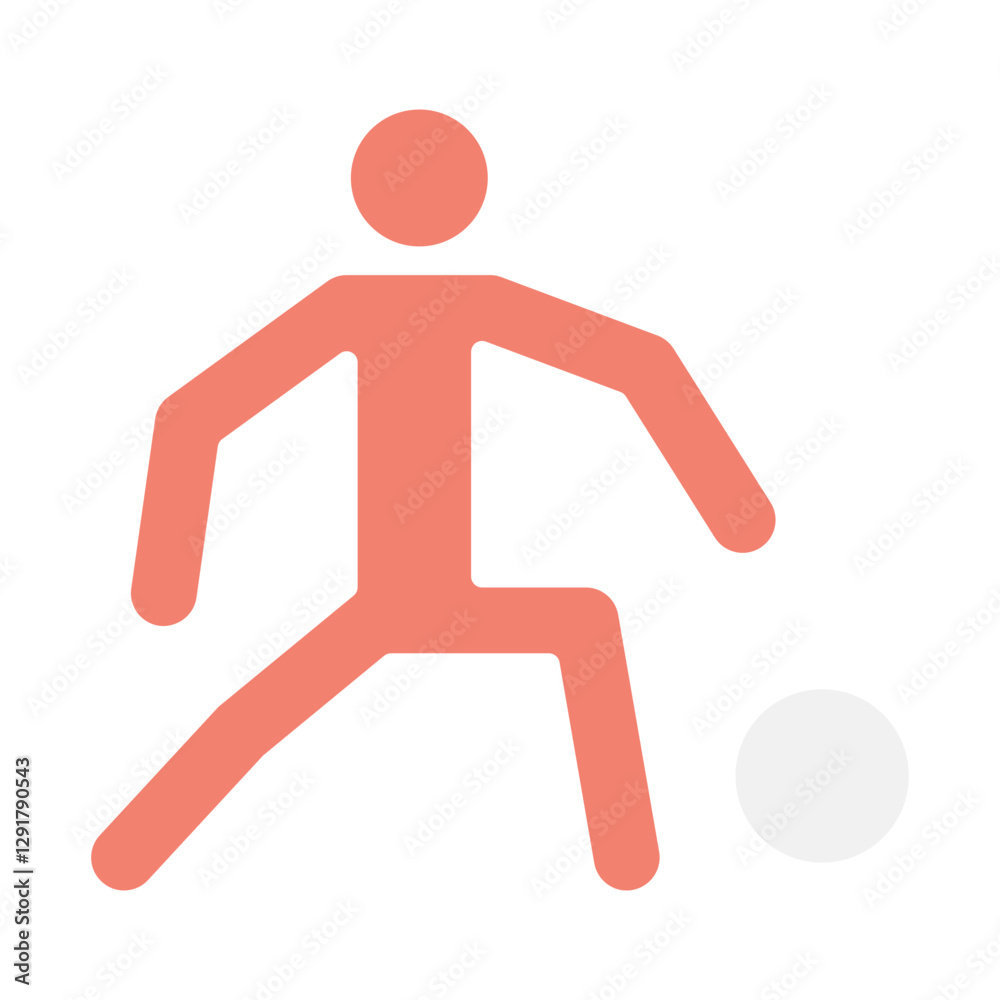 Playing football icon in flat color style Playing football icon in flat color style