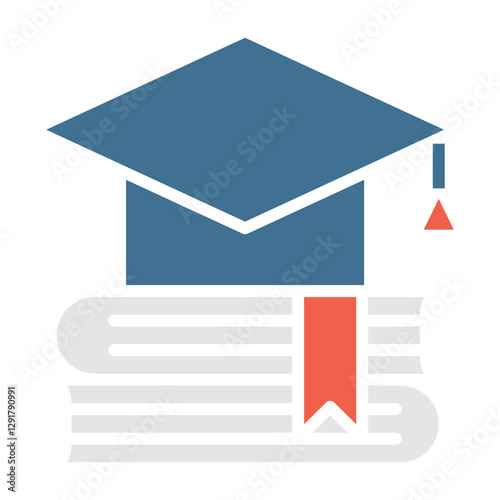Graduation icon in flat color style