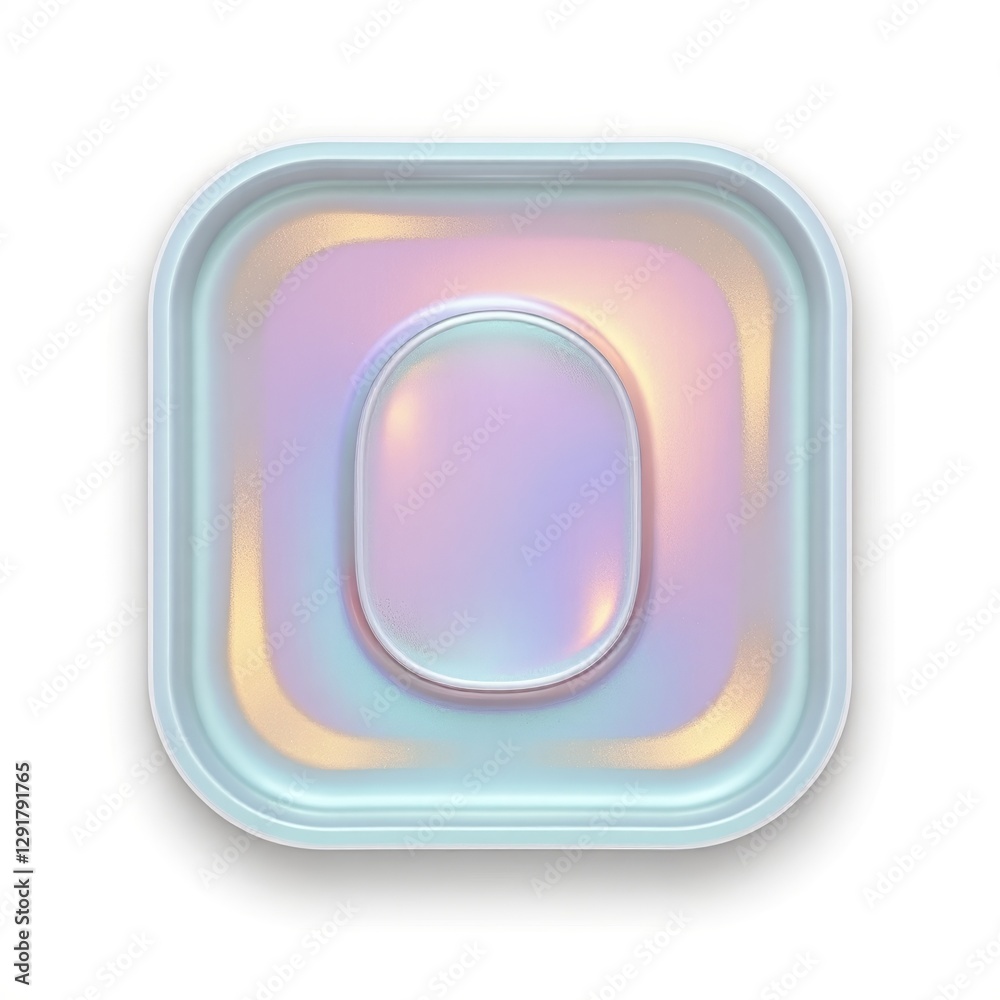 Holographic square container on white background Holographic square container on white background