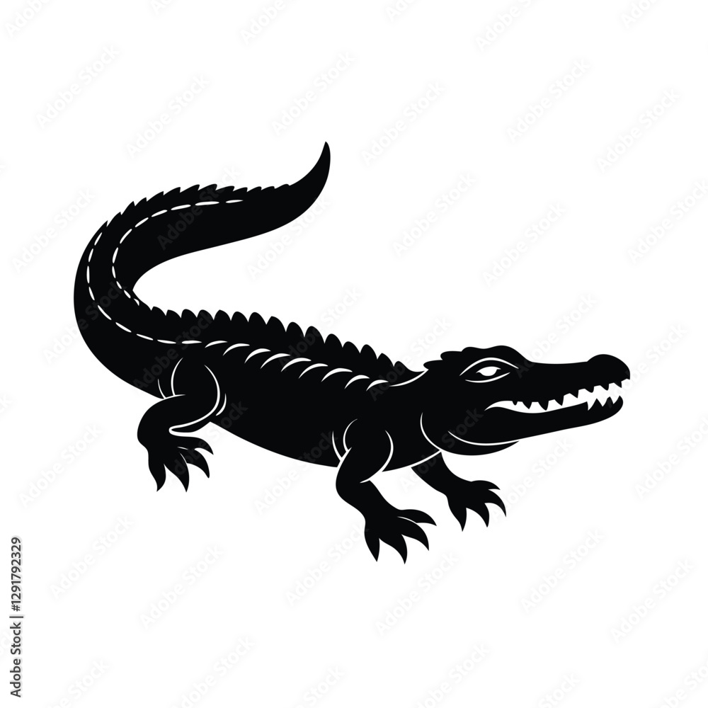 Alligator Silhouette Vector Art and Minimalist Alligator Black Color Design Illustration Alligator Silhouette Vector Art and Minimalist Alligator Black Color Design Illustration