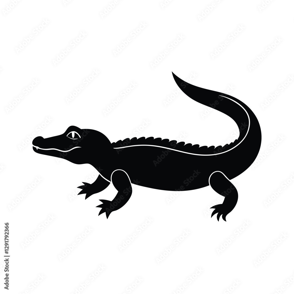 Fototapeta premium Alligator Silhouette Vector Art and Minimalist Alligator Black Color Design Illustration