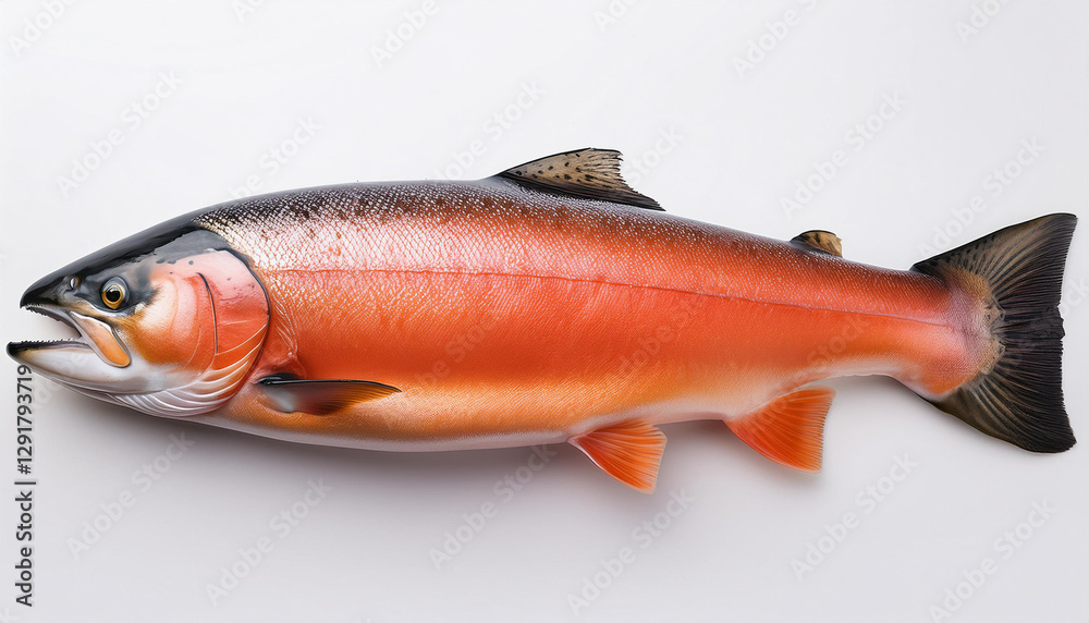 photorealistic image of salmon fish on a white background in format photorealistic image of salmon fish on a white background in format