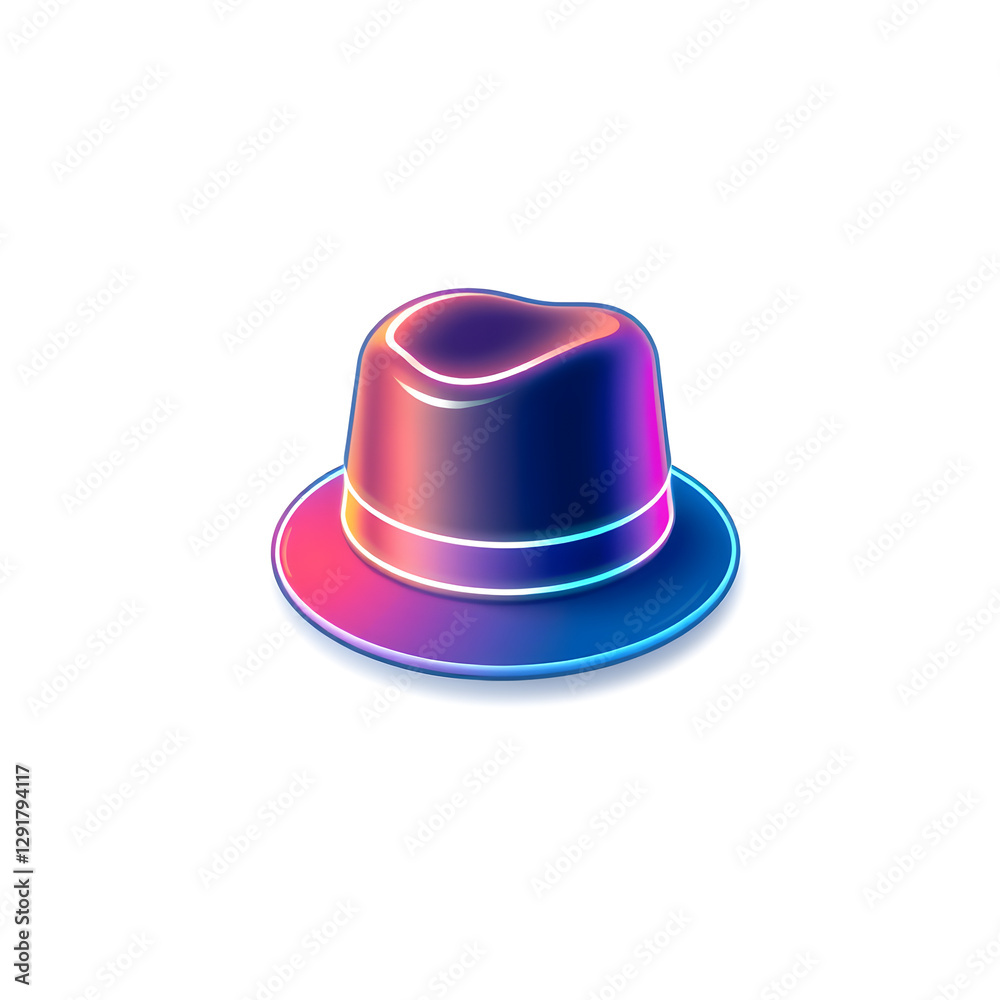 Hat holographic 3D icon. neon symbol vector illustration isolated on white background. Generative AI Hat holographic 3D icon. neon symbol vector illustration isolated on white background. Generative AI
