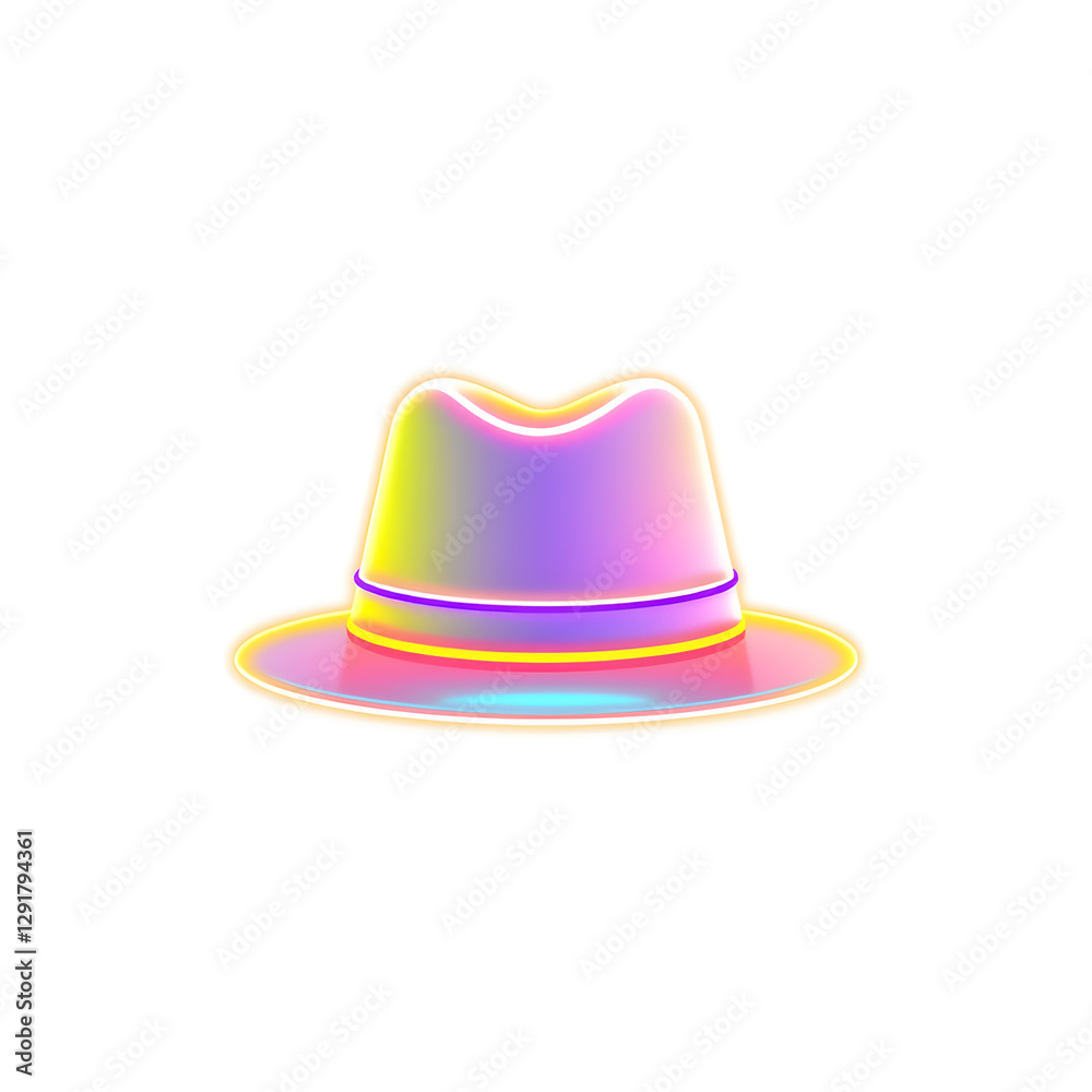 Hat holographic 3D icon. neon symbol vector illustration isolated on white background. Generative AI Hat holographic 3D icon. neon symbol vector illustration isolated on white background. Generative AI