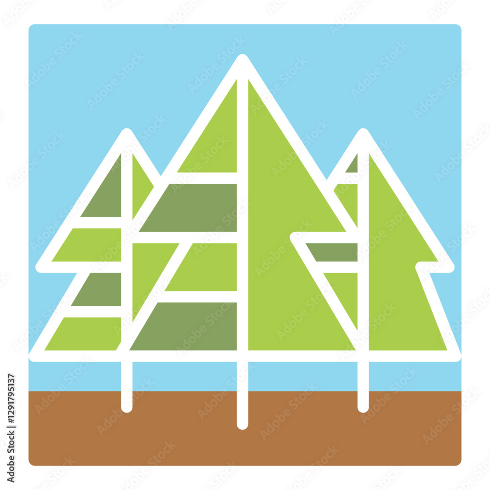 Obraz premium Forest, park, landscape icon in flat color style