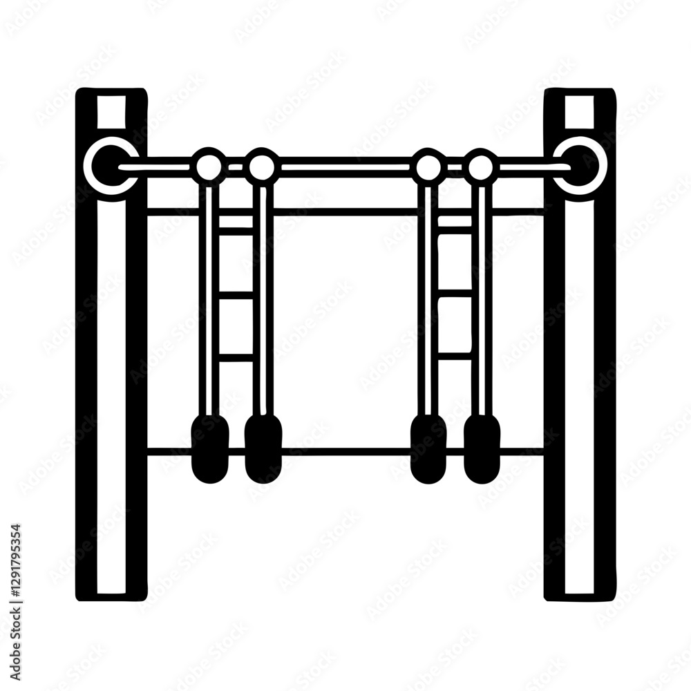 Pull-up bar icon design, gymnastics and fitness equipment, monochrome style, with copy space
Pull-up bar icon design, gymnastics and fitness equipment, monochrome style, with copy space
