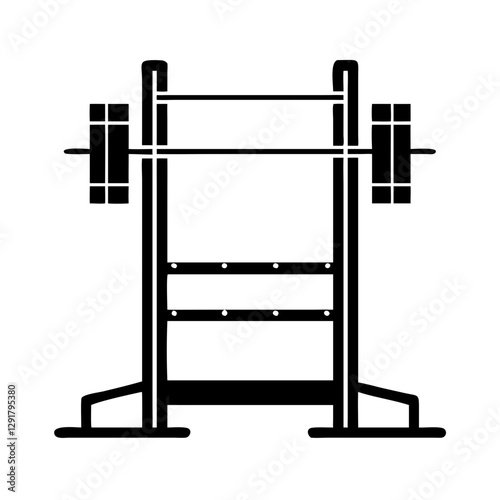 Squat rack icon design, weightlifting equipment, monochrome style, with copy space