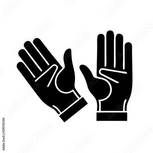 Gloves icon design, hands with fingers, monochrome style, with copy space