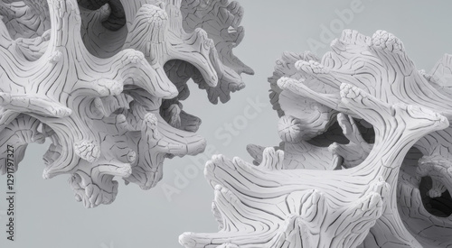 3d render of abstract detailed shape. Dynamic futuristic background.
