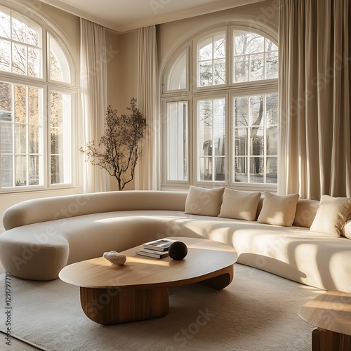 Beautiful Modern Living room Interior with furniture's ,mockup frame , posters, wall -3d Rendering