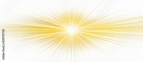 Stunning light burst with radiant golden rays illuminating the darkness isolate on transparent background, cutout, png, horizontal
