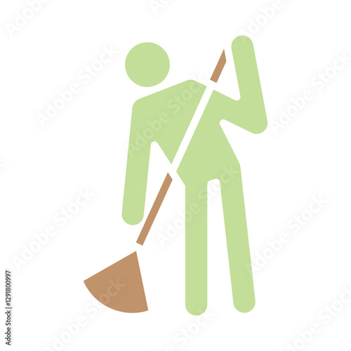 Sweeper icon in flat color style