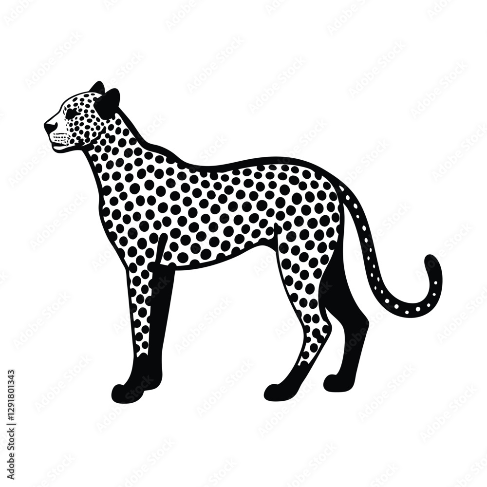 Fototapeta premium Cheetah Silhouette Vector Art Illustration and Minimalist Cheetah Black Color Design