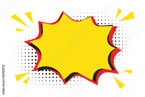 Retro Comic Design Speech Bubbles. Yellow bubble text with halftone background.