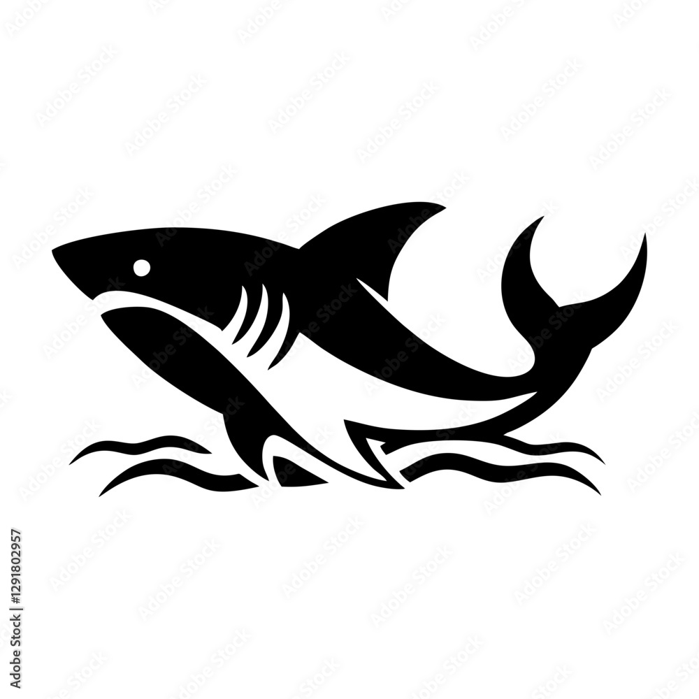 Fototapeta premium Dynamic Shark Silhouette Vector Design