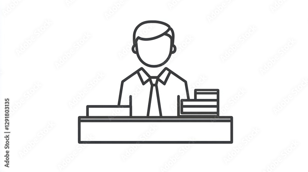 Businessman at Desk, Office Scene, Vector Illustration Businessman at Desk, Office Scene, Vector Illustration