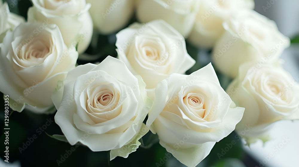 Obraz premium White roses pattern