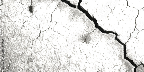 Vector Cracked Surface Textures with Earthquake Damage to Land, Floor, and Wall Surfaces in Black, White, and Grey, Perfect for Simulating the Aftermath of Earthquake Destruction.
