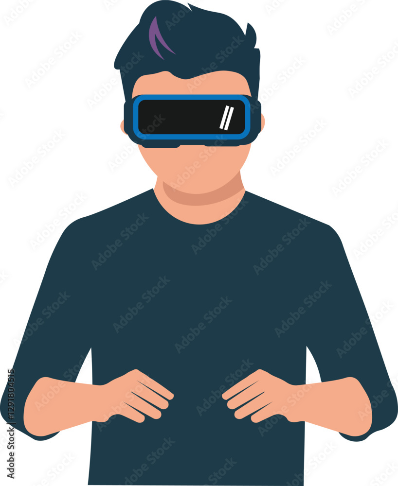 Vector Illustration of a Man Wearing a VR Headset Vector Illustration of a Man Wearing a VR Headset