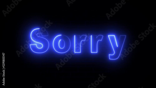 Sorry colored text. Laser vintage effect. sorry text green and cyan color glowing neon.