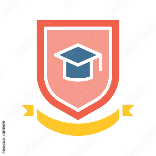School logo icon in flat color style