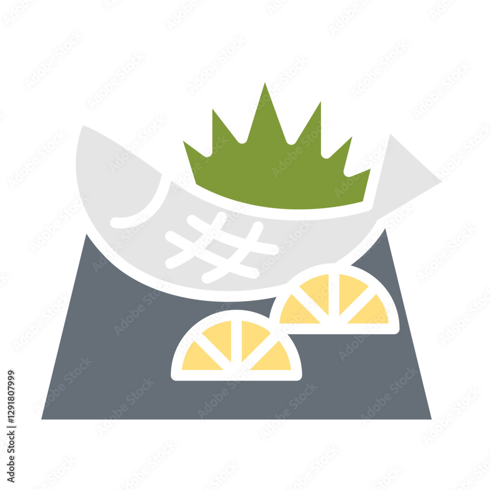 Fototapeta premium Saba fish steak icon in flat color style