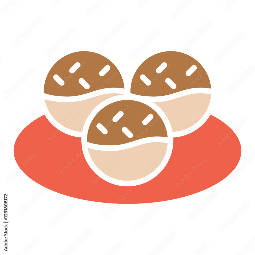 Takoyaki icon in flat color style