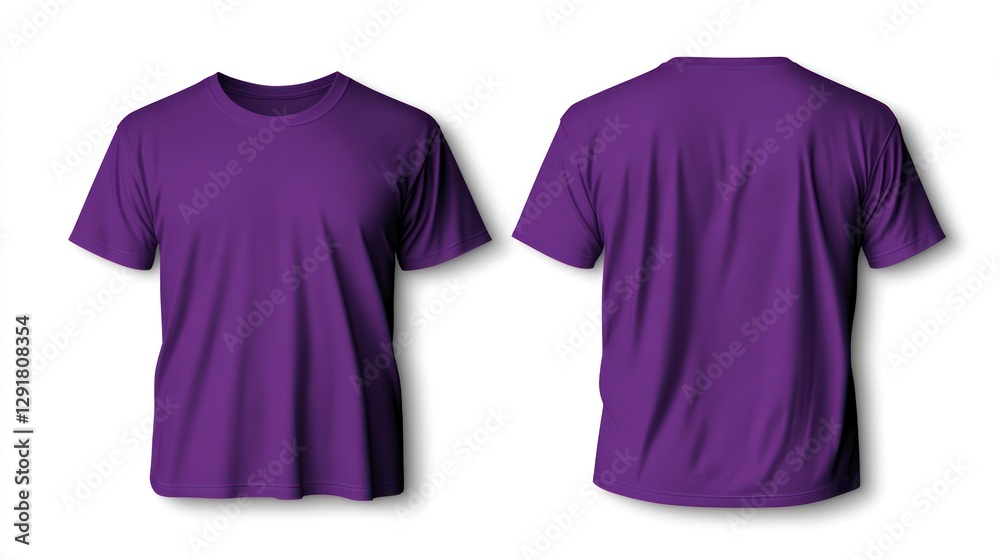 graphic of a purple t-shirt template, a white background. There is no shadow on the bottom edge, suitable for a print-on-demand website's photography graphic of a purple t-shirt template, a white background. There is no shadow on the bottom edge, suitable for a print-on-demand website's photography