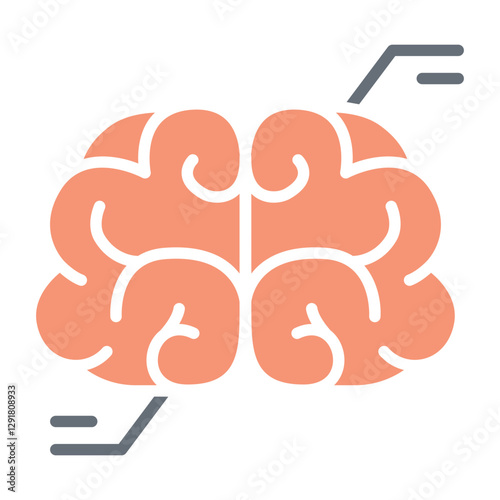 Brain scanning icon in flat color style