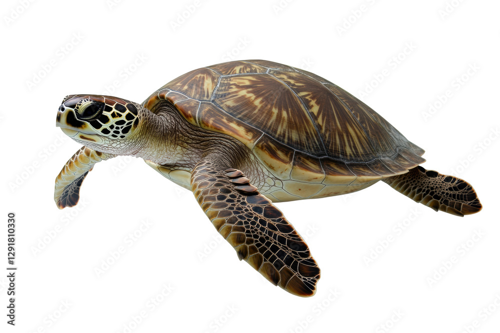 Obraz premium Graceful sea turtle in watercolor, cut out