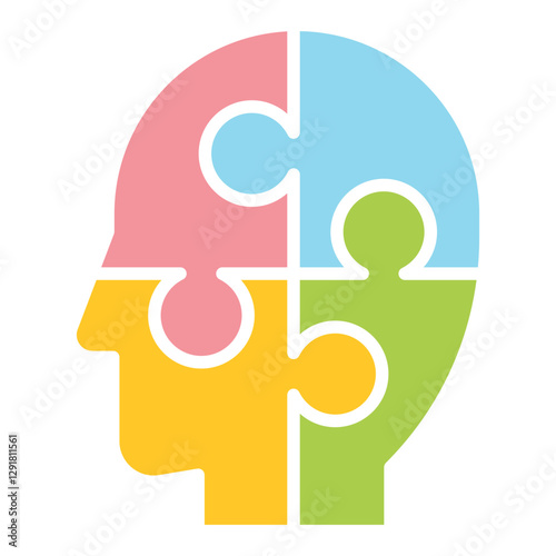 Psychology icon in flat color style