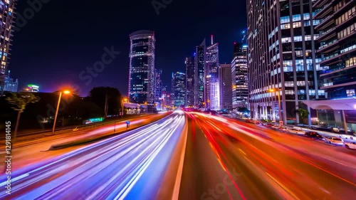 Wallpaper Mural A fast-moving cityscape at night with long exposure light trails from traffic, showcasing the speed of urban life. Concept of modern technology and metropolitan energy Torontodigital.ca