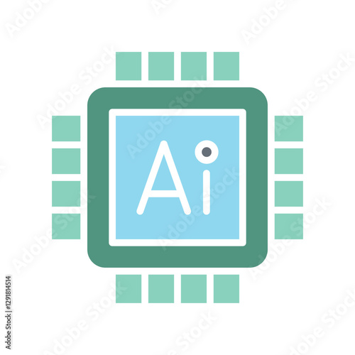 computer chip icon flat color style