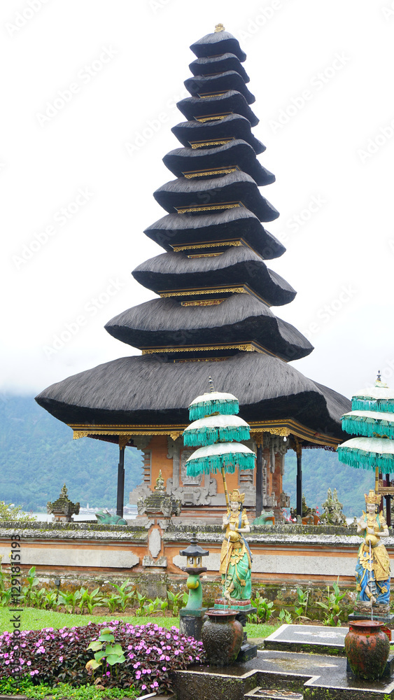 Pura Ulun Danu Beratan temple balinese hindu temple on a Bedugul lake in Bali, Indonesia