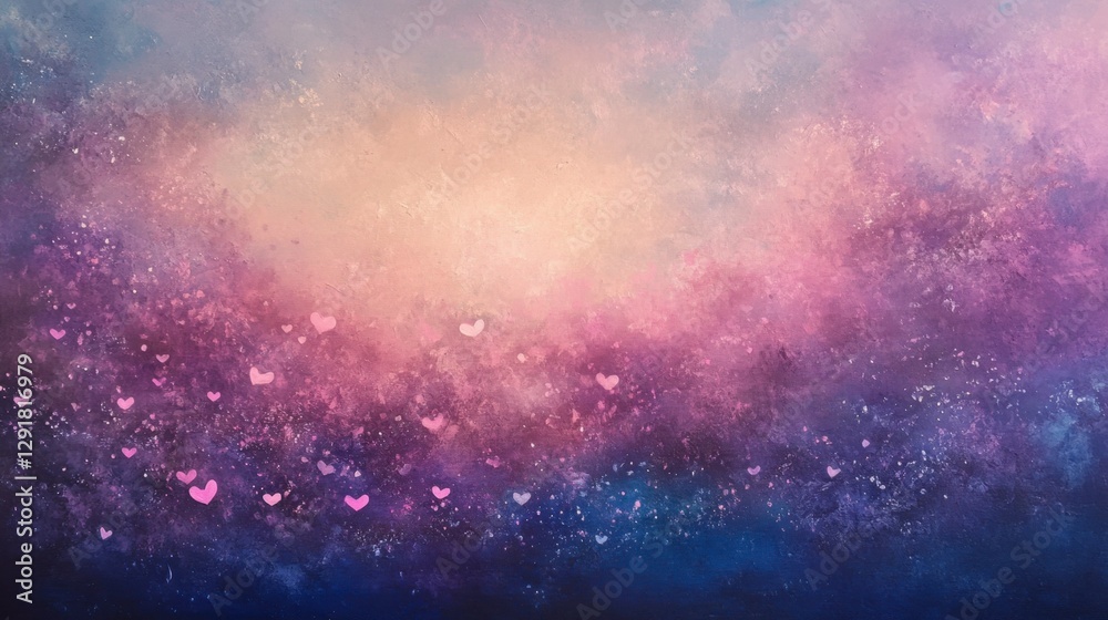 Naklejka premium Abstract Heart Nebula Watercolor Painting: Celestial Love