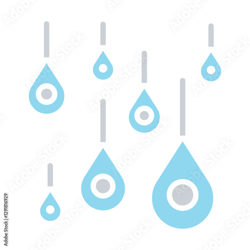 Rain icon in flat color style