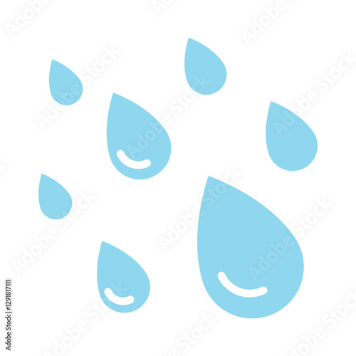 Rain icon in flat color style