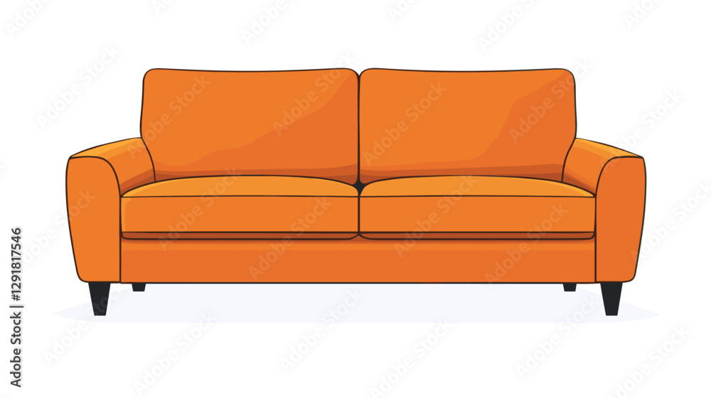 Obraz premium Classic double sofa in a vector clipart style isolated on a white background. Simple illustration of upholstered furniture