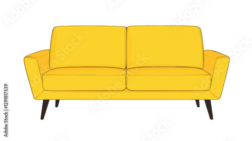 Classic double sofa in a vector clipart style isolated on a white background. Simple illustration of upholstered furniture