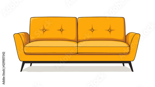Classic double sofa in a vector clipart style isolated on a white background. Simple illustration of upholstered furniture