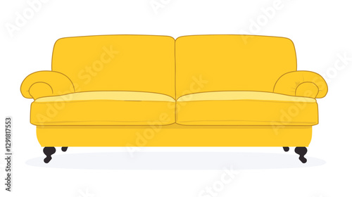 Classic double sofa in a vector clipart style isolated on a white background. Simple illustration of upholstered furniture