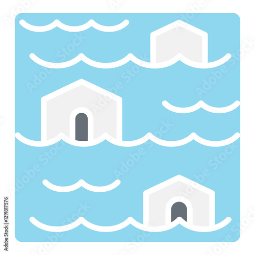 Flood icon in flat color style