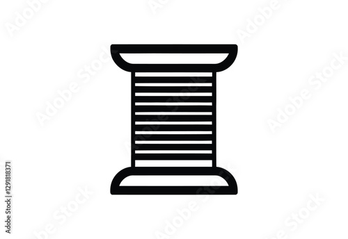 Spool Thread Black and white vector illustration on White Background