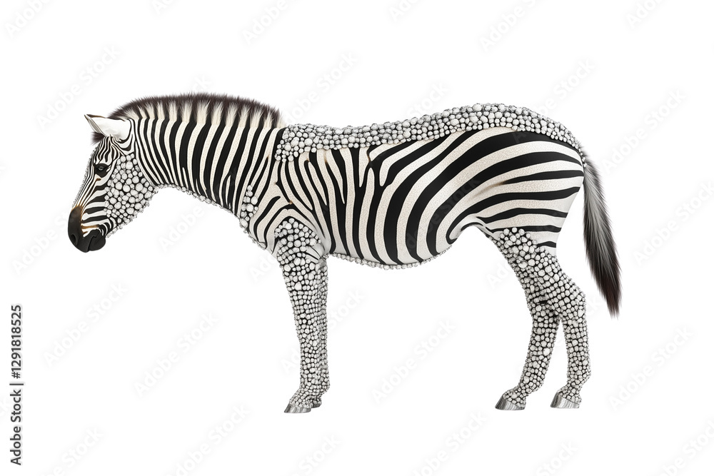 Fototapeta premium Zebra standing isolated on Transparent PNG format Background. 