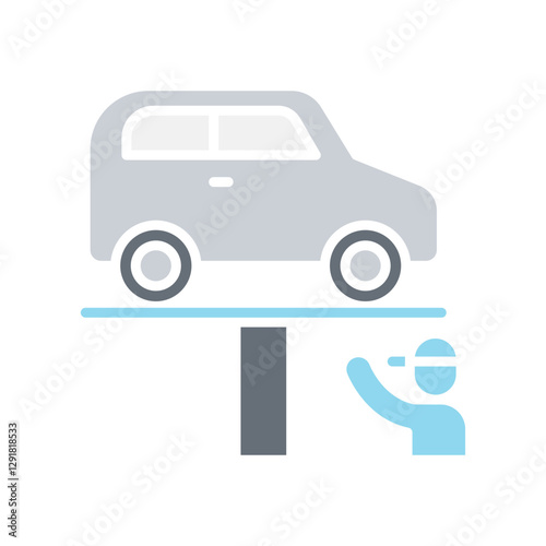 Car maintenance icon in flat color style
