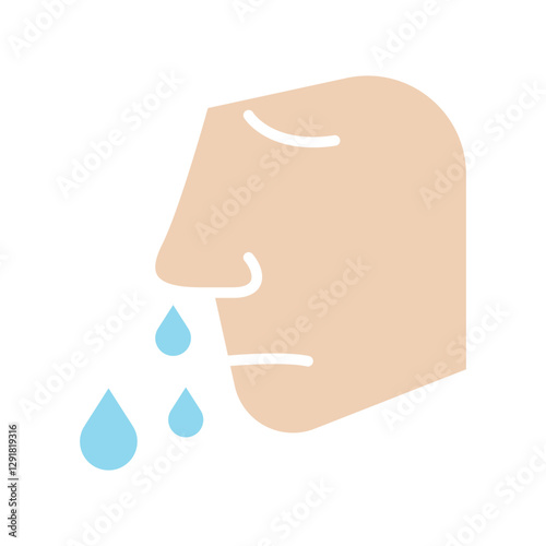 Runny nose icon in flat color style