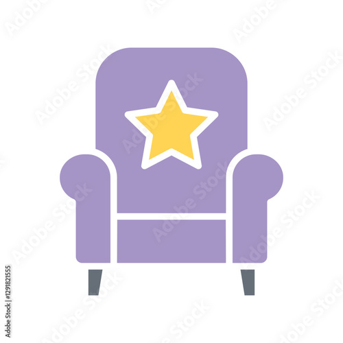 Magician chair icon in flat color style