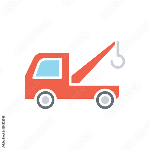 Towing car icon in flat color style