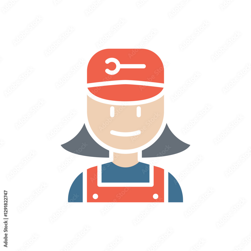 Mechanic icon in flat color style Mechanic icon in flat color style
